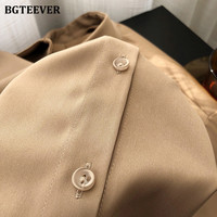 BBTEEVER 2020 New Chic kobiety Satin koszule z długim rękawem jednolity skrócony kołnierz elegancka biurowa, damska odzież robocza bluzki kobiet 6